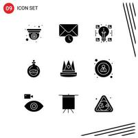 Pictogram Set of 9 Simple Solid Glyphs of empire crown ideas spray bottle Editable Vector Design Elements