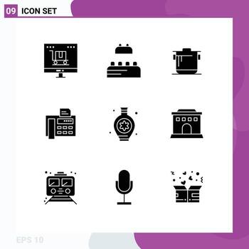 User Interface Pack of 9 Basic Solid Glyphs of hobbies fax machine cooker typewriter fax Editable Vector Design Elements