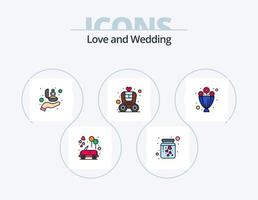 paquete de iconos llenos de línea de boda 5 diseño de iconos. flores vestido. mensaje de amor. cordón. novia vector