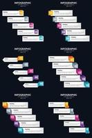 plantilla de diapositiva de presentación del paquete de infografías vectoriales 6 diagramas de ciclo de 5 pasos y líneas de tiempo vector