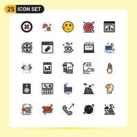 Pictogram Set of 25 Simple Filled line Flat Colors of page seo emojis search media Editable Vector Design Elements