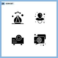 Set of 4 Modern UI Icons Symbols Signs for incense bubble baby device globe Editable Vector Design Elements