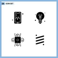 Universal Icon Symbols Group of Modern Solid Glyphs of phone microchip bulb back to school technology Editable Vector Design Elements