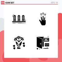 4 Creative Icons Modern Signs and Symbols of amplifier touch sound hand flower Editable Vector Design Elements