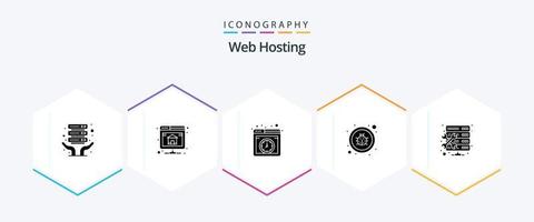 Web Hosting 25 Glyph icon pack including maintenance. admin. hosting. virus. fixing vector