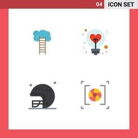 Modern Set of 4 Flat Icons and symbols such as growth heart growth stairs idea Editable Vector Design Elements