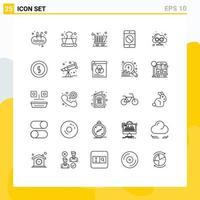 Group of 25 Modern Lines Set for browser error school devices cellphone Editable Vector Design Elements