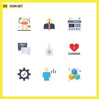 9 Universal Flat Color Signs Symbols of laboratory message creative education website Editable Vector Design Elements