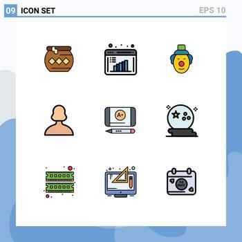 paquete de iconos de vector de stock de 9 signos y símbolos de línea para lograr elementos de diseño de vector editables de avatar de persona de evaluación de datos de usuario