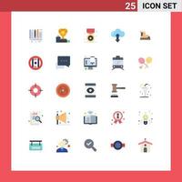 Set of 25 Vector Flat Colors on Grid for up cloud cup medal prize Editable Vector Design Elements