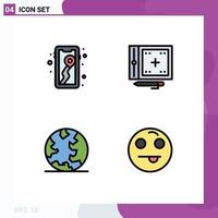 Pack of 4 Modern Filledline Flat Colors Signs and Symbols for Web Print Media such as mobile earth camping development online Editable Vector Design Elements