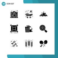 User Interface Pack of 9 Basic Solid Glyphs of environment data flag connection base Editable Vector Design Elements