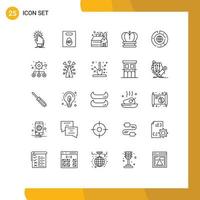 Group of 25 Lines Signs and Symbols for business empire easter royal crown Editable Vector Design Elements