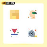 Group of 4 Modern Flat Icons Set for golden arrows battery mental download Editable Vector Design Elements