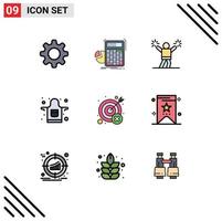 conjunto de 9 iconos de interfaz de usuario modernos símbolos signos por error fail animadora delantal de cocina elementos de diseño vectorial editables vector