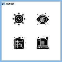 4 Creative Icons Modern Signs and Symbols of business celebration modern look party Editable Vector Design Elements