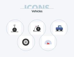 vehículos flat icon pack 5 diseño de iconos. . todoterreno. monociclo auto. transportación vector