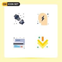 Group of 4 Modern Flat Icons Set for joint card plumbing strategy payment Editable Vector Design Elements