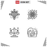 Modern Set of 4 Filledline Flat Colors and symbols such as function justice operation pattern camera Editable Vector Design Elements