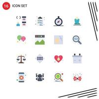 Set of 16 Modern UI Icons Symbols Signs for balloon training list meditation navigation Editable Pack of Creative Vector Design Elements