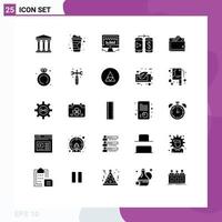Modern Set of 25 Solid Glyphs and symbols such as finance credit card beat cash money Editable Vector Design Elements