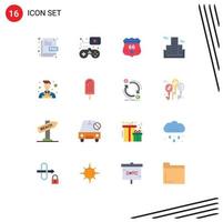 Set of 16 Vector Flat Colors on Grid for painter office video game business security Editable Pack of Creative Vector Design Elements