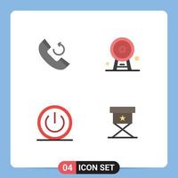 Pack of 4 creative Flat Icons of call off architecture landmark power Editable Vector Design Elements