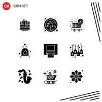 9 User Interface Solid Glyph Pack of modern Signs and Symbols of money atm black friday cleaning shower Editable Vector Design Elements