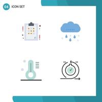 Modern Set of 4 Flat Icons Pictograph of plan thermometer strategy rainy agile Editable Vector Design Elements