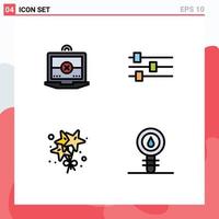 Set of 4 Modern UI Icons Symbols Signs for laptop biochemistry design birthday cell Editable Vector Design Elements
