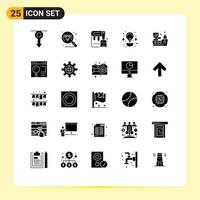 Group of 25 Solid Glyphs Signs and Symbols for insurance nature brush invention bulb Editable Vector Design Elements