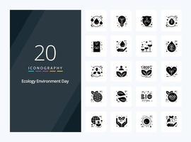 20 Ecology Solid Glyph icon for presentation vector