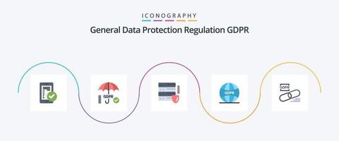 Gdpr Flat 5 Icon Pack Including clip. internet. secure. global. security vector