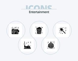 Entertainment Glyph Icon Pack 5 Icon Design. snack. popcorn. lamp. connection. device vector