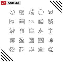 25 User Interface Line Pack of modern Signs and Symbols of eye media player add media hardware Editable Vector Design Elements