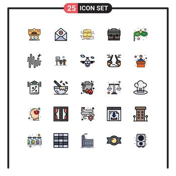 25 Thematic Vector Filled line Flat Colors and Editable Symbols of education monitoring delete infographics data Editable Vector Design Elements