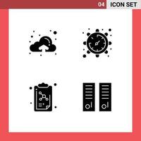 4 iconos creativos signos y símbolos modernos de la lección en la nube engranaje reloj casilleros elementos de diseño vectorial editables vector