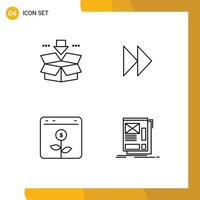 Stock Vector Icon Pack of 4 Line Signs and Symbols for arrow browser save media financial Editable Vector Design Elements