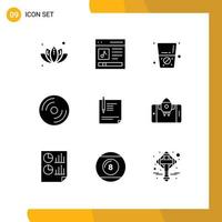 Set of 9 Modern UI Icons Symbols Signs for contract laptop user hardware devices Editable Vector Design Elements