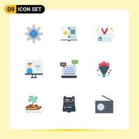 9 Universal Flat Color Signs Symbols of ai programmer id development coding Editable Vector Design Elements