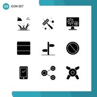 Solid Glyph Pack of 9 Universal Symbols of vertical layout generator grid gear Editable Vector Design Elements