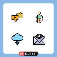 Universal Icon Symbols Group of 4 Modern Filledline Flat Colors of chat skipping messaging jump arrow Editable Vector Design Elements