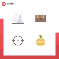 User Interface Pack of 4 Basic Flat Icons of tube goal science case fruit Editable Vector Design Elements