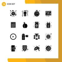 Pack of 16 creative Solid Glyphs of calculator technical opportunity support repair Editable Vector Design Elements