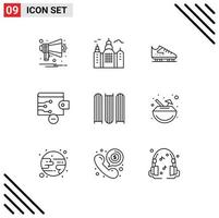 Modern Set of 9 Outlines and symbols such as files document ice wallet finance Editable Vector Design Elements
