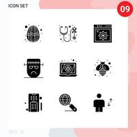 Set of 9 Modern UI Icons Symbols Signs for bug frankenstein web face cartoon Editable Vector Design Elements