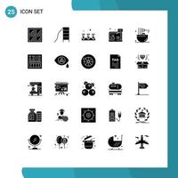 Group of 25 Modern Solid Glyphs Set for drinks help construction customer chat Editable Vector Design Elements