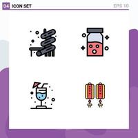 Modern Set of 4 Filledline Flat Colors Pictograph of slider summer drugs medical china Editable Vector Design Elements