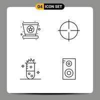 conjunto de 4 iconos de interfaz de usuario modernos símbolos signos para elementos de diseño vectorial editables de fisión nuclear de vista de estrella de reacción química de carnaval vector