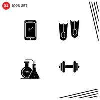 Group of 4 Solid Glyphs Signs and Symbols for phone reaction android flippers energy Editable Vector Design Elements